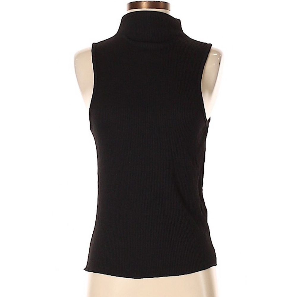 Topshop Tall Black Ribbed Sleveless Top